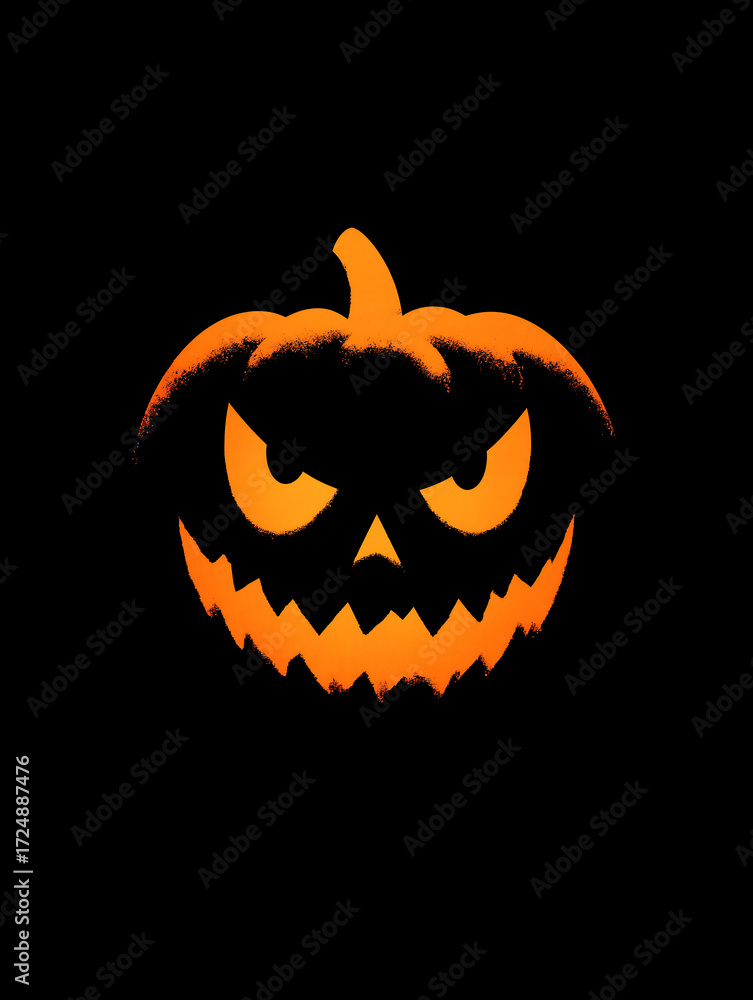 Fototapeta premium Minimalist Spooky Pumpkin Icon Illustration