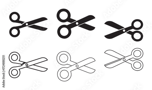 Scissor icon silhouette and outline vector