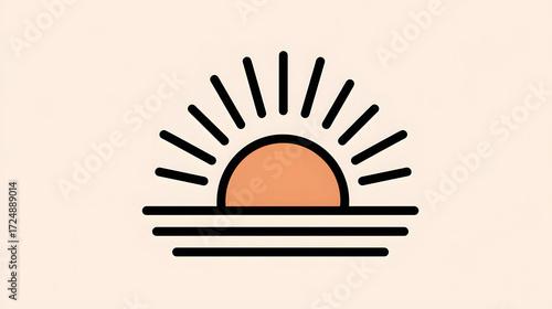 Minimal Sun Icon – Sunrise and Sunset Line Art Design for Nature and Inspiration