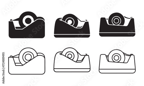 Tape dispenser icon silhouette and outline vector