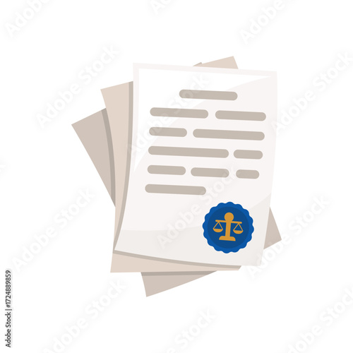 Stack of documents with a legal seal