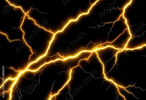Dynamic gold lightning bolts crackle across a dark background, comic book style,  bright,  superhero