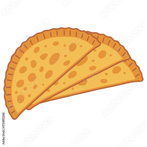 Chebureki Russian deep fried dish flat color vector illustration template design