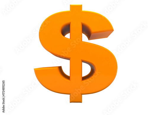 3D orange dollar sign on black background