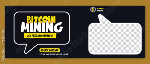 Cryptocurrency and bitcoin facebook cover template
