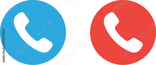 Two distinct phone icons, one blue and one red, representing communication options.