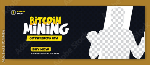 Cryptocurrency and bitcoin facebook cover template
