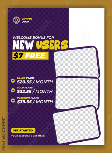 Cryptocurrency and bitcoin poster or flyer design

