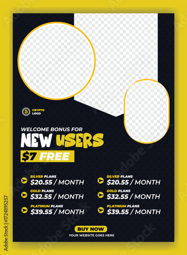 Cryptocurrency and bitcoin poster or flyer design
