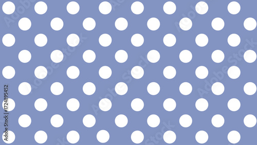 Blue seamless pattern with white drops. Polka dot background. Cute wallpaper with circle.