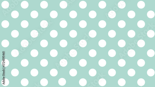 Turquoise seamless pattern with white drops. Polka dot background. Cute wallpaper with circle.