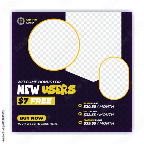 Cryptocurrency and bitcoin social media Post, Banner, Poster, Ads template design