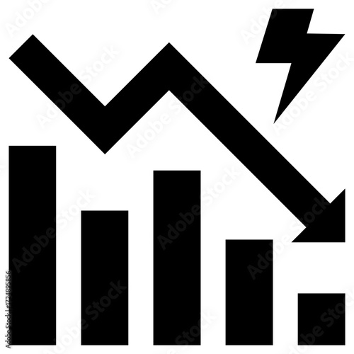 Decrease icon for economy macro, business, website, application, printing, document, poster design, etc