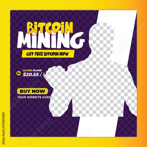 Cryptocurrency and bitcoin social media Post, Banner, Poster, Ads template design