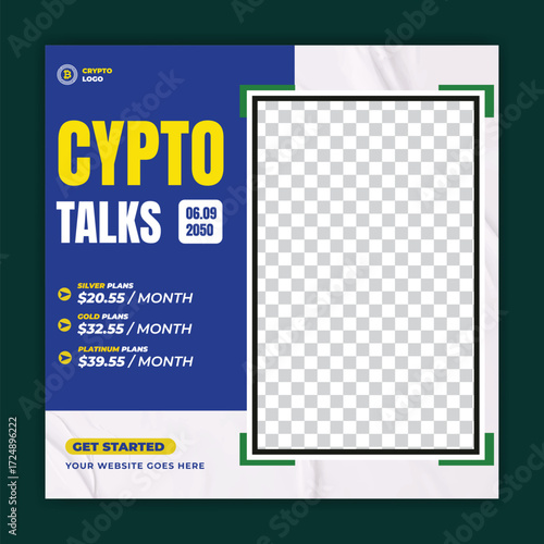 Cryptocurrency and bitcoin social media Post, Banner, Poster, Ads template design