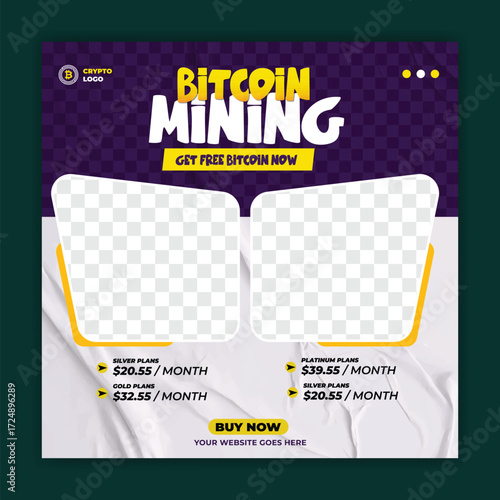 Cryptocurrency and bitcoin social media Post, Banner, Poster, Ads template design