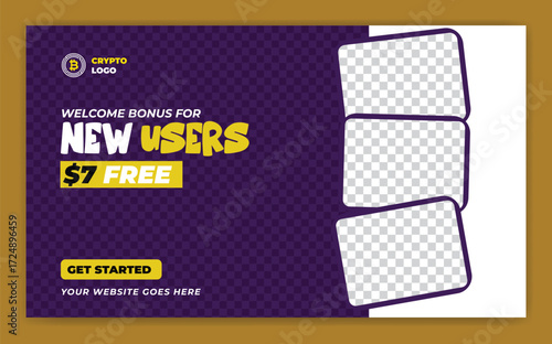 Cryptocurrency and bitcoin web banner or thumbnail template
