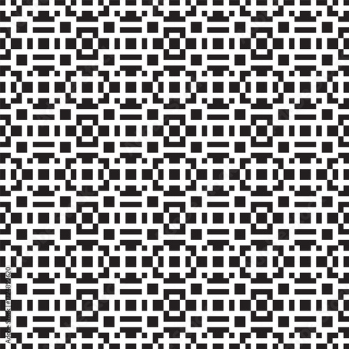 Minimalist Geometric Black and White Seamless Pixel Pattern Texture Design