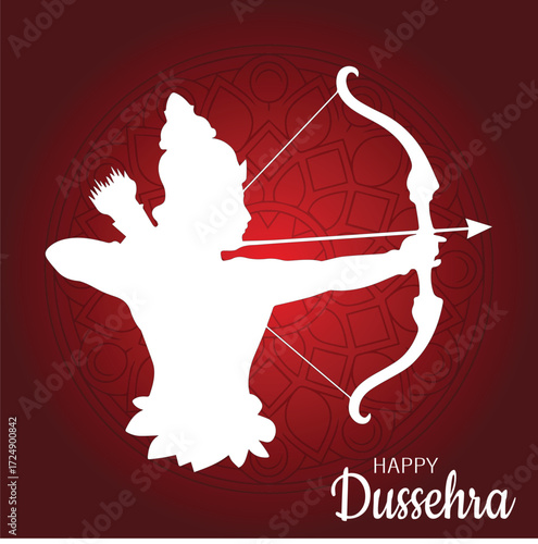 Happy Dussehra with lord Rama killing Ravana concept