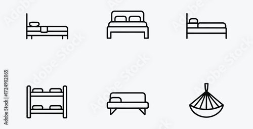 Collection of bed icons showing different types and sizes available