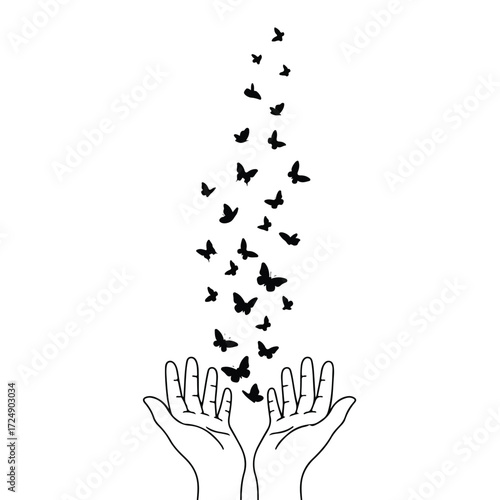 hand releasing butterfly
