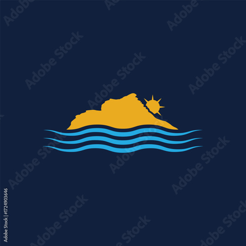 Tropical Island Sunset Logo Design Inspiration