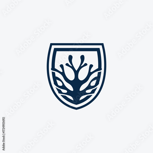 Minimalist Shield Nature Logo Design Inspiration