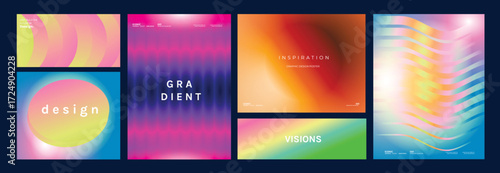 Modern futuristic gradient background vector set.Cover template with vibrant geometric in different shape. Ideal design for social media, cover, banner, wallpaper, promotion, ads.