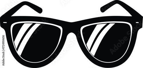 Black Sunglasses with Reflection on Transparent Background