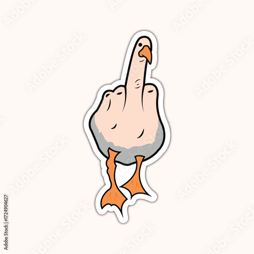 Funny Duck Trollface with Duckface Expression and Finger Pose – Meme Style Cartoon