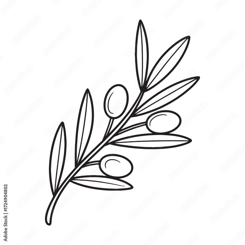 Obraz premium Elegant Olive Branch Illustration Depicting Natural Beauty and Simplicity A Symbol of Peace Harmony and Abundance Evoking a Sense of Mediterranean Charm and Tranquility