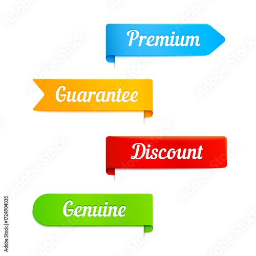 Vector ribbons banners with slogans guarantee,