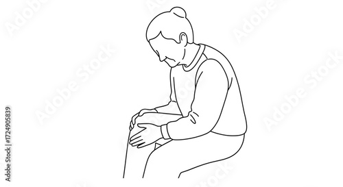 Senior woman experiencing knee pain, seeking relief and comfort for joint discomfort, perfect for aging, health, wellness, and medical campaigns