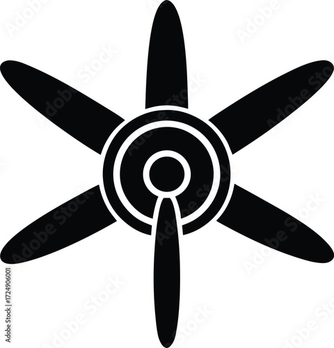 Classic Airplane Propeller Icon On Transparent Background