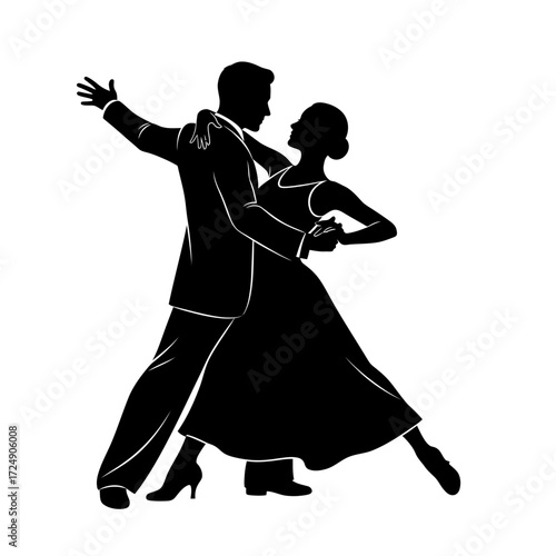 Elegant Couple Silhouette Romantic Ballroom Dance Pose Perfect Partnership and Harmony