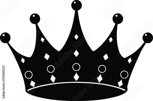 Golden Crown with Ruby Jewels on White Background