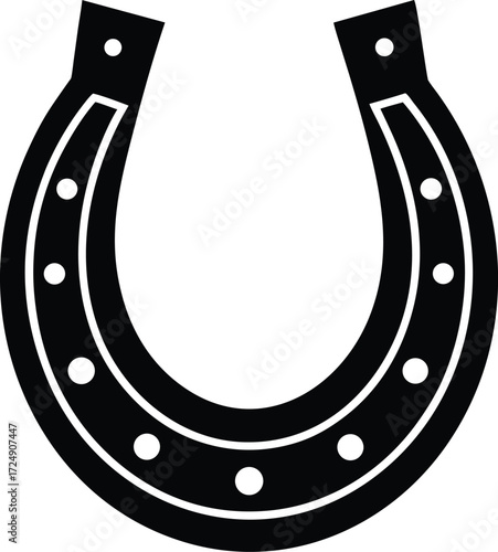 Golden Horseshoe Symbol on White Background