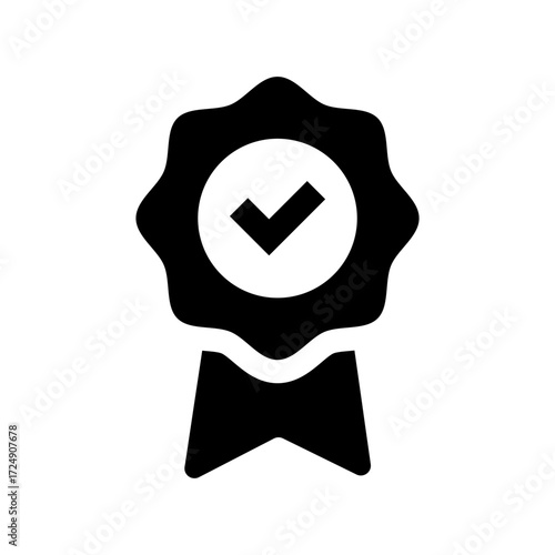 Badge with Check Mark - Symbol of Quality, Success and Certification