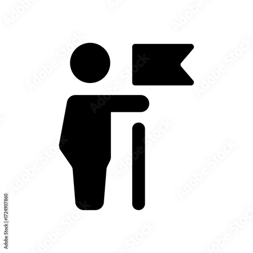 Icon of a person holding a flag, symbolizing achievement, leadership, and success in business or personal goals