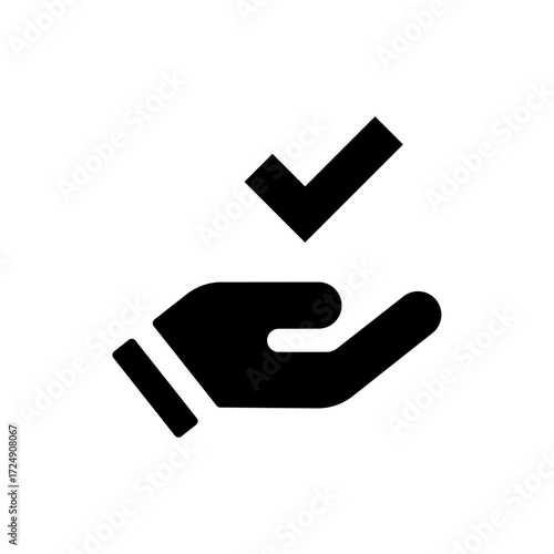 Hand with Checkmark Icon Approval, Support, Guarantee, Success, and Quality