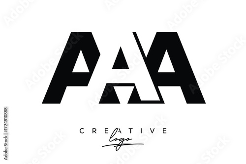 AAA  Creative Minimalistic Negative Space Latter Logo with Modern Monogram for Branding and Business Letter mark Logo with Initial Letters Logo Design for Branding.	
