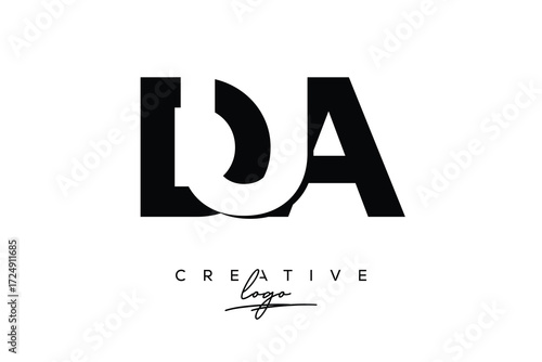 DUA Creative Minimalistic Negative Space Latter Logo with Modern Monogram for Branding and Business Letter mark Logo with Initial Letters Logo Design for Branding.	
