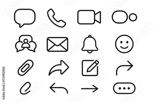 Minimalist communication icons for messaging and notification