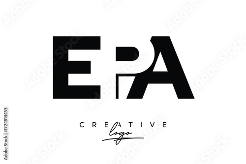 EPA Creative Minimalistic Negative Space Latter Logo with Modern Monogram for Branding and Business Letter mark Logo with Initial Letters Logo Design for Branding.	