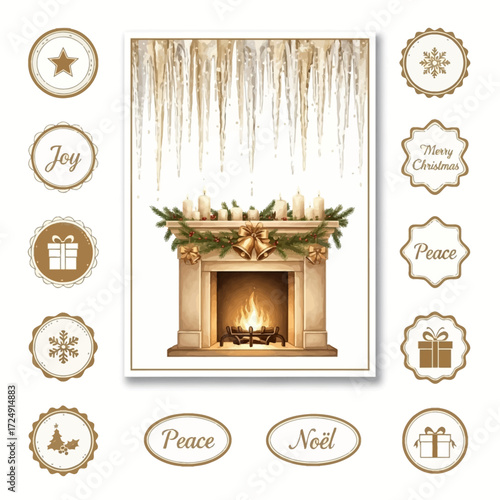 christmas frame with christmas decoration