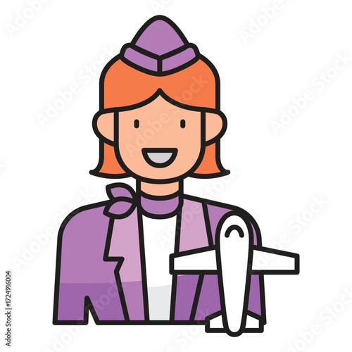 Stewardess with a toy airplane