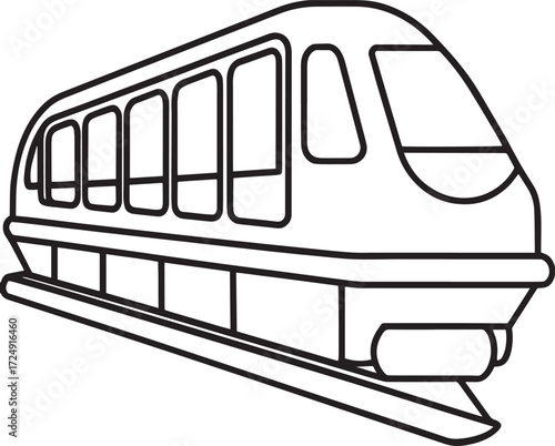 Monorail train transportation system line art illustration