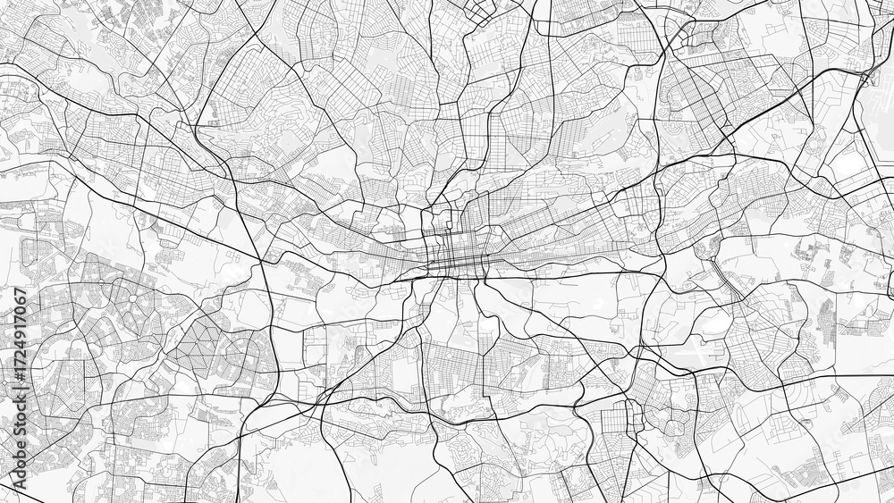 Fototapeta premium Johannesburg City Map. Minimalist black and white line art poster for printing, wallpaper, wall art for home and office decor
