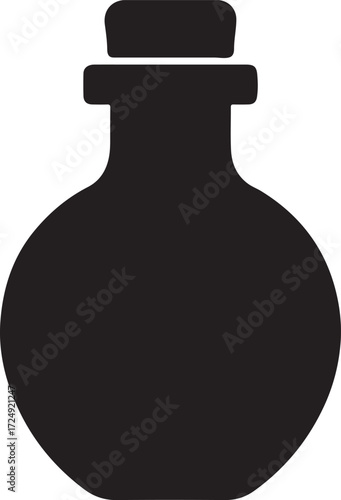 Magical potion silhouette vector design for fantasy, alchemy, witchcraft, spell, and mystical art.