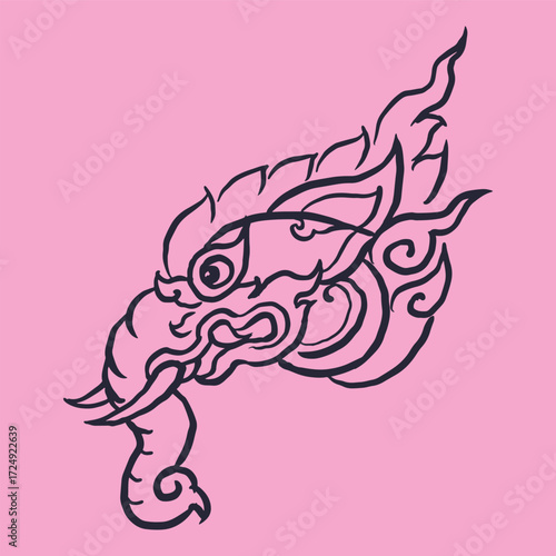 head of fantasy animal vector for illustration card decoration